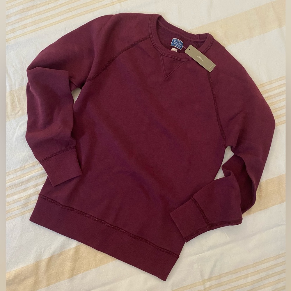 J. Crew NWT 🍇🍷100%Cotton Old School French Terry Raglan Sleeve Sweatshirt - Picture 3 of 10